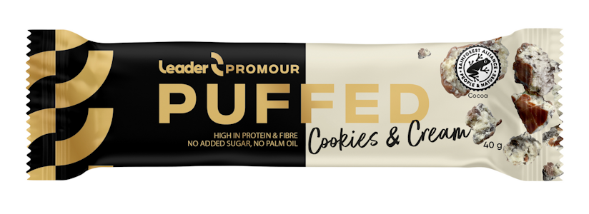 Leader Promour Puffed proteiinipatukka 40g Cookies-Cream