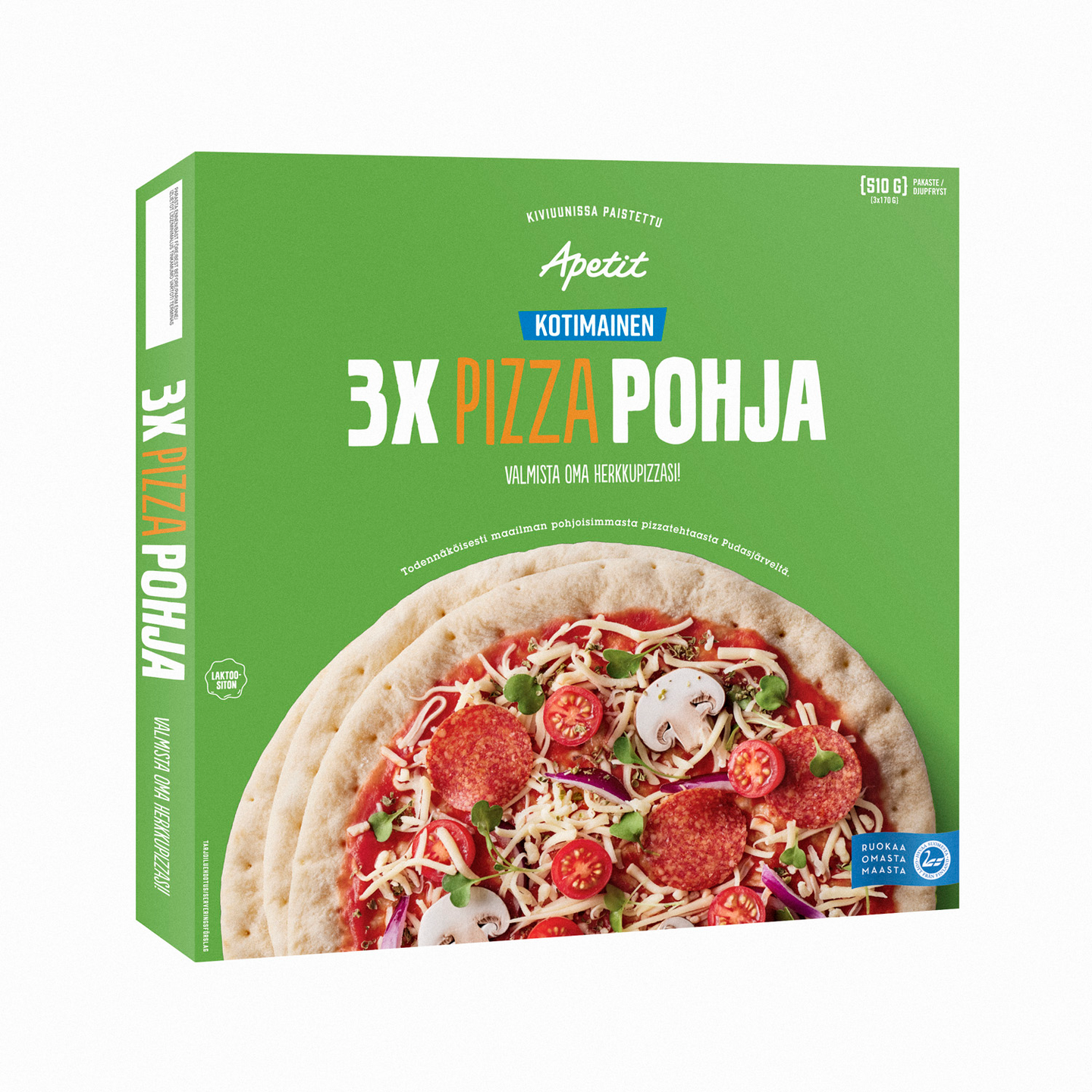 Apetit pizzapohja 3x170g/510g kotimainen pakaste — HoReCa-tukku Kespro