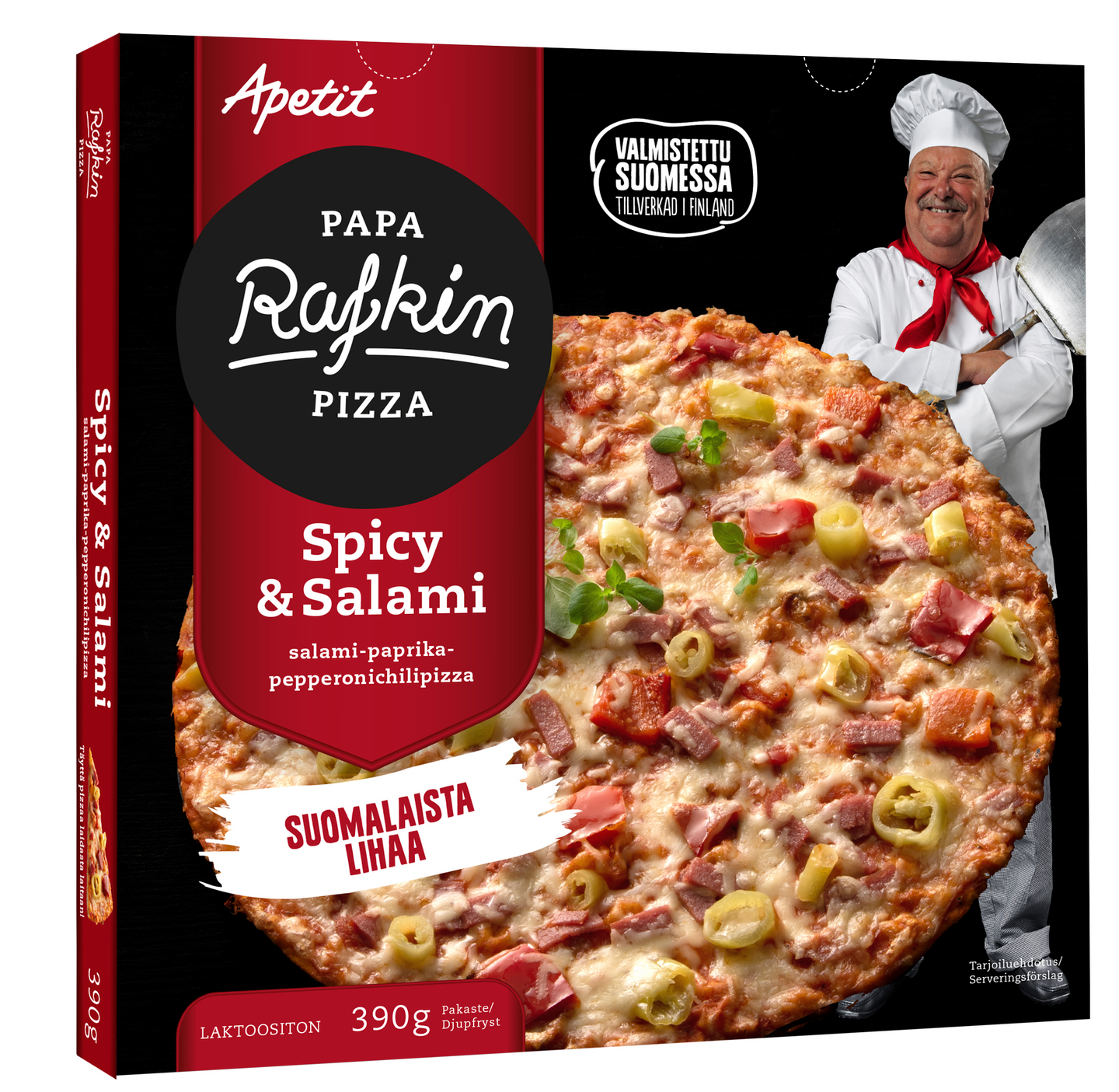 Papa Rafkin pizza Spicy&Salami 390g pakaste KRuoka Verkkokauppa