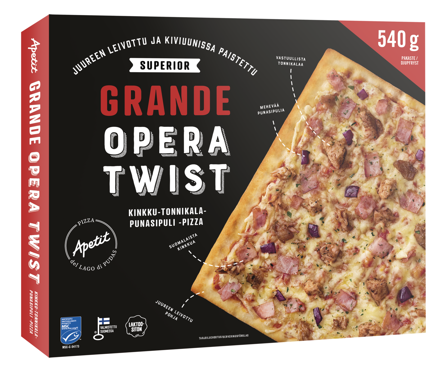 Apetit Superior grande opera twist pizza 540g pakaste