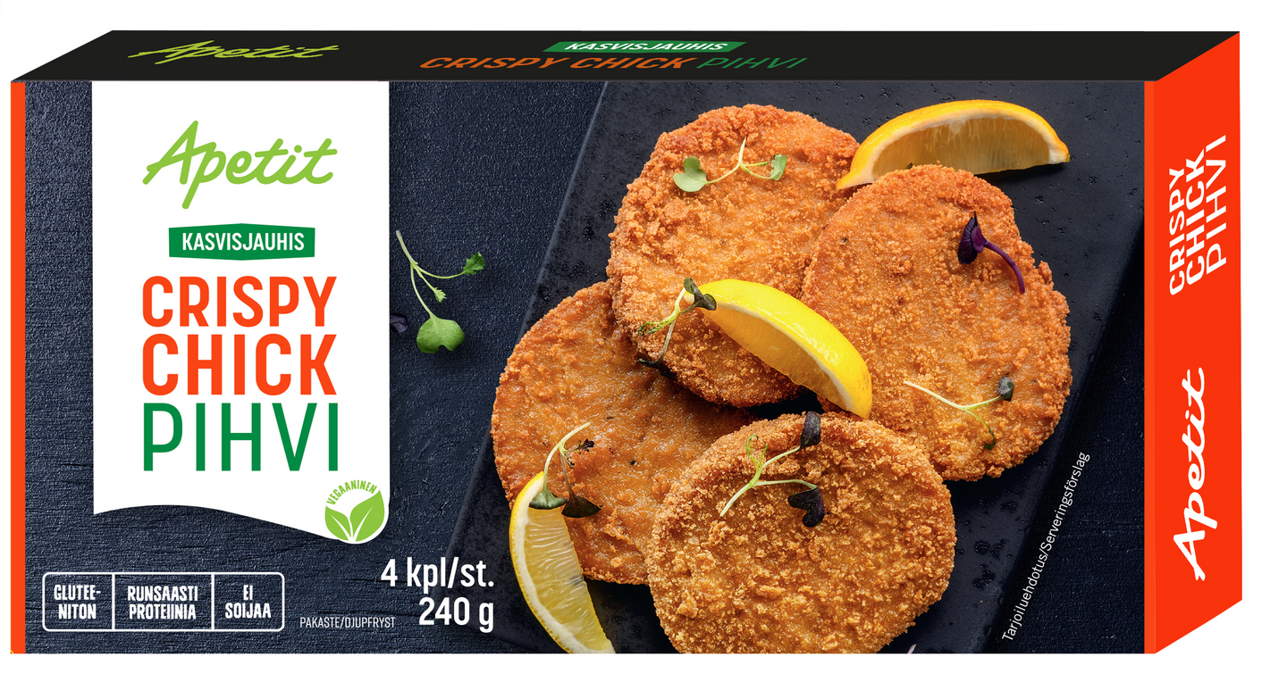 Apetit kasvisjauhispihvit crispy chick herneproteiinipihvit 4kpl 240g pakaste