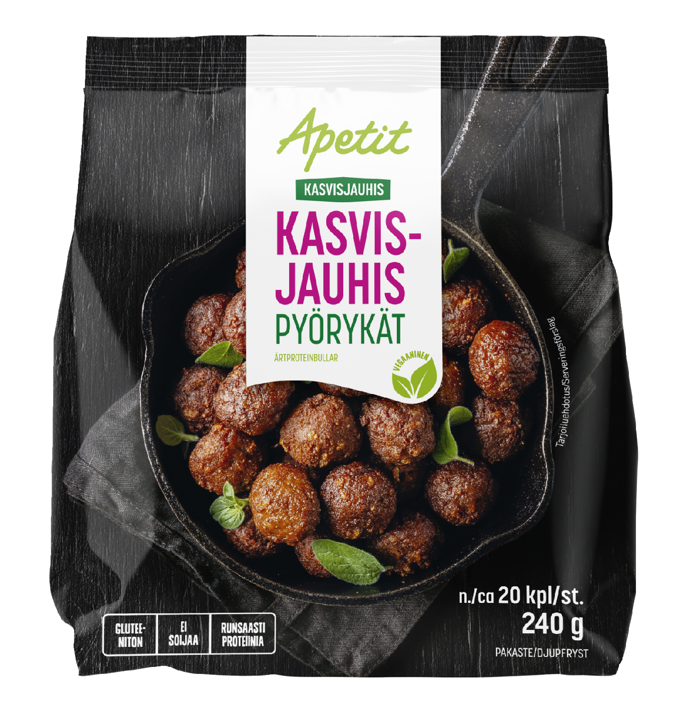 Apetit kasvisjauhispyörykät herneproteiinipyörykät n. 20kpl 240g pakaste