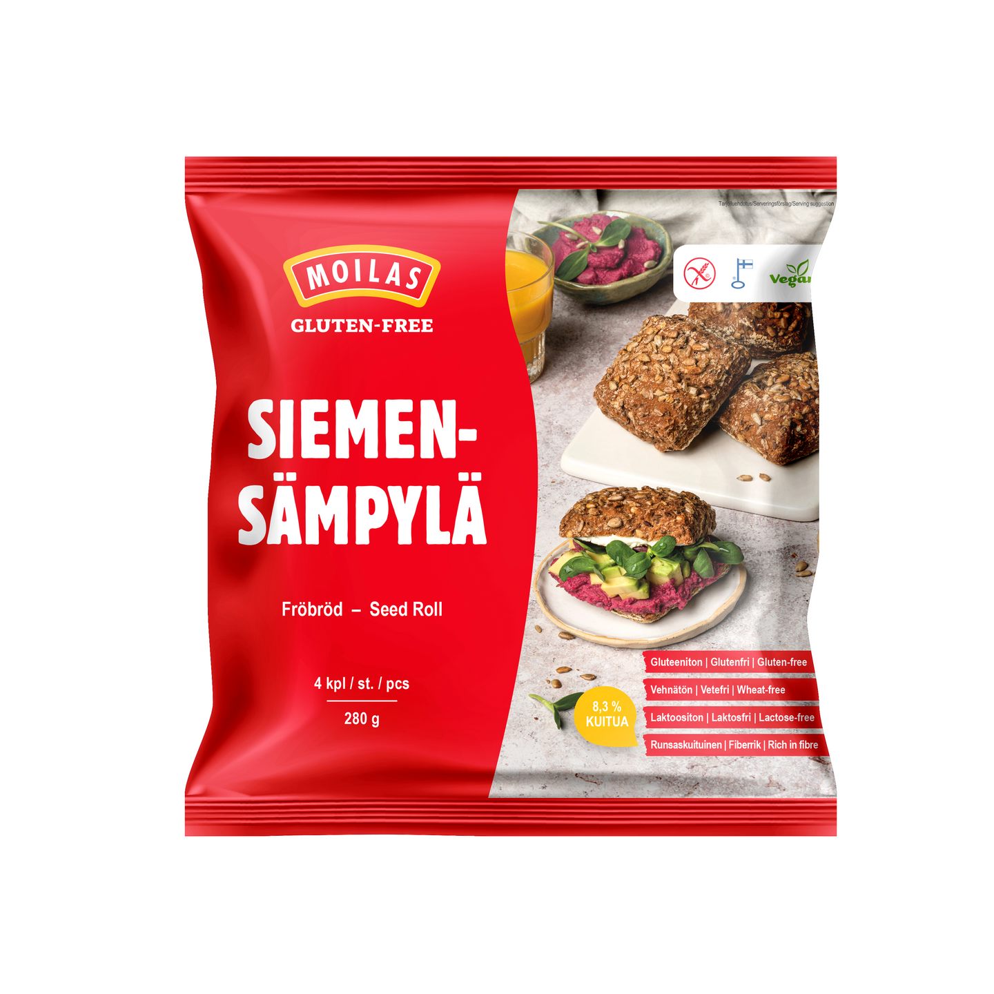 Moilas Gluten-Free Siemensämpylä 4 kpl/280 g kypsä pakaste