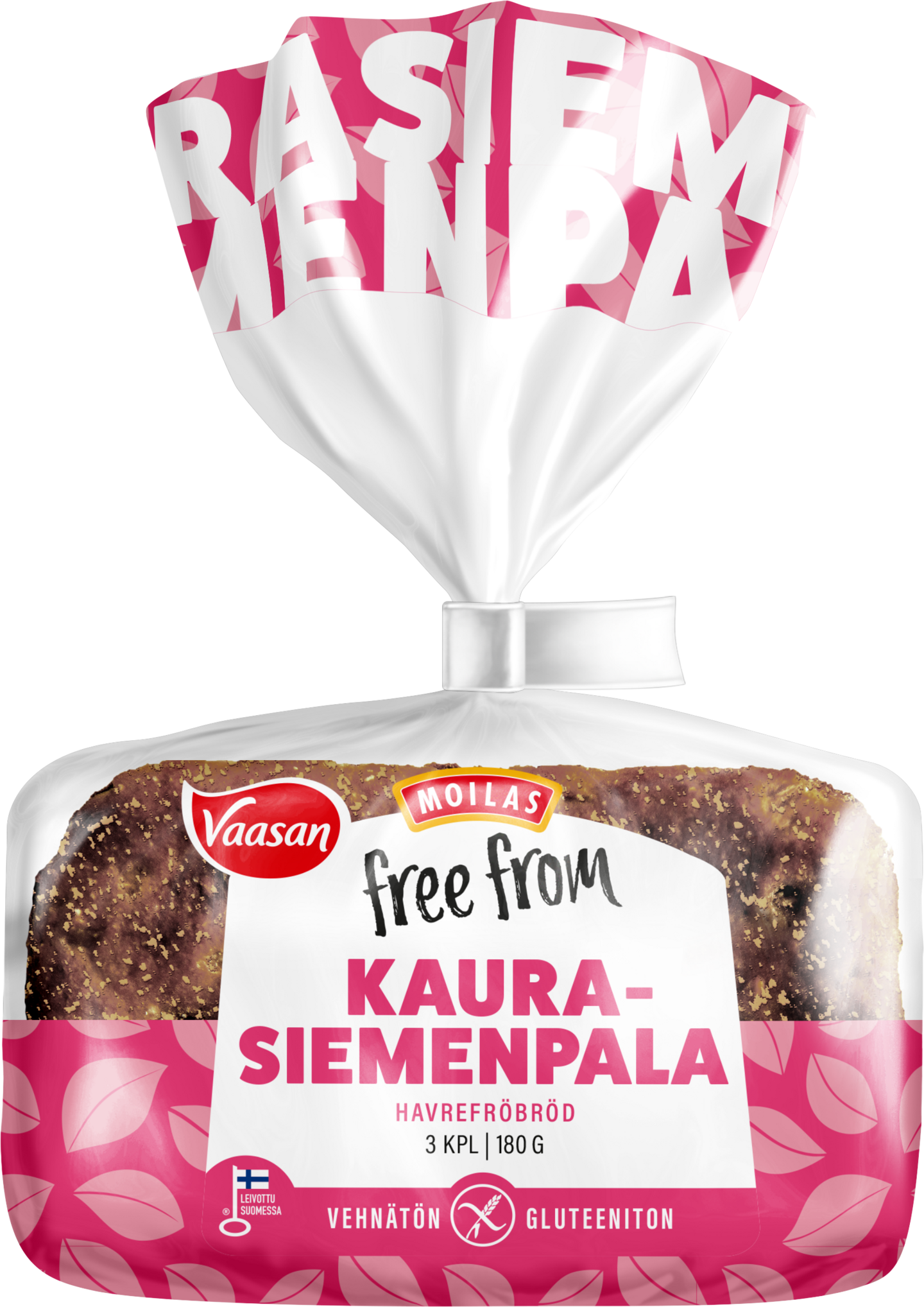 Vaasan Moilas Free From Kaurasiemenpala 180g 3kpl gluteeniton kaurapalaleipä