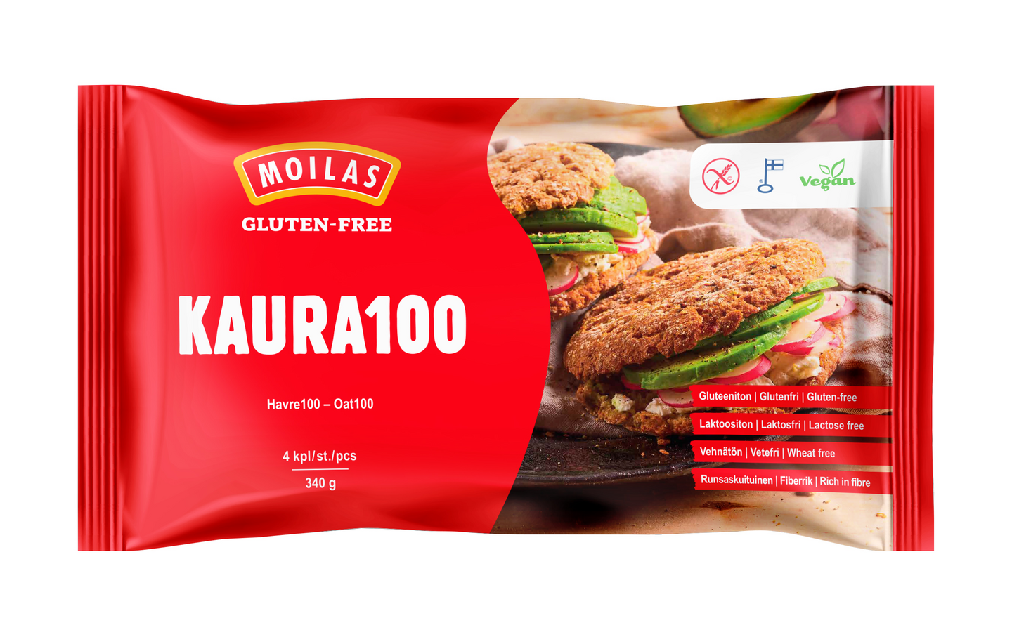 Moilas gluteeniton kaura 100 palaleipä 4kpl/340g pakaste — HoReCa-tukku  Kespro