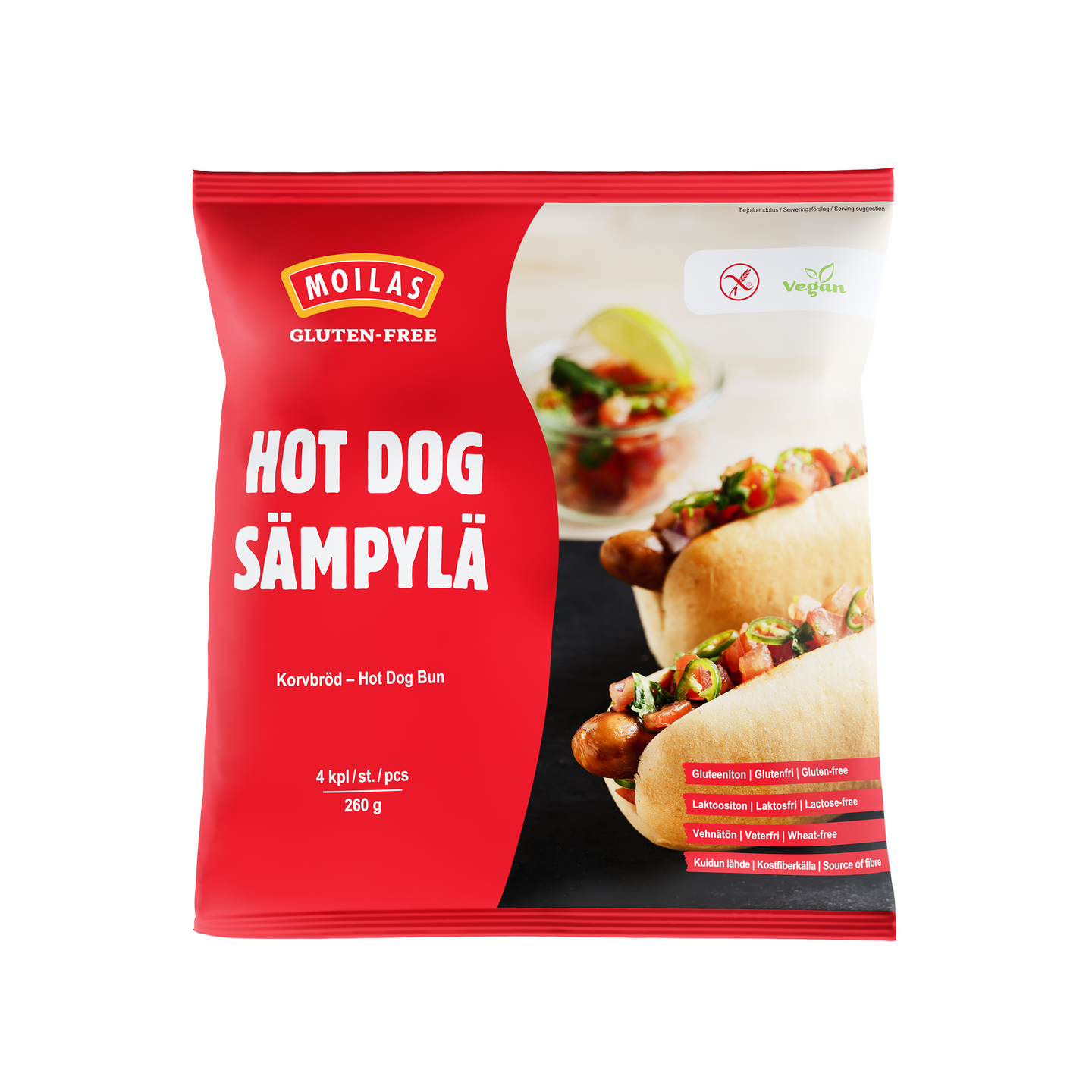 Moilas hot dog sämpylä 4kpl/260g gluteeniton pakaste