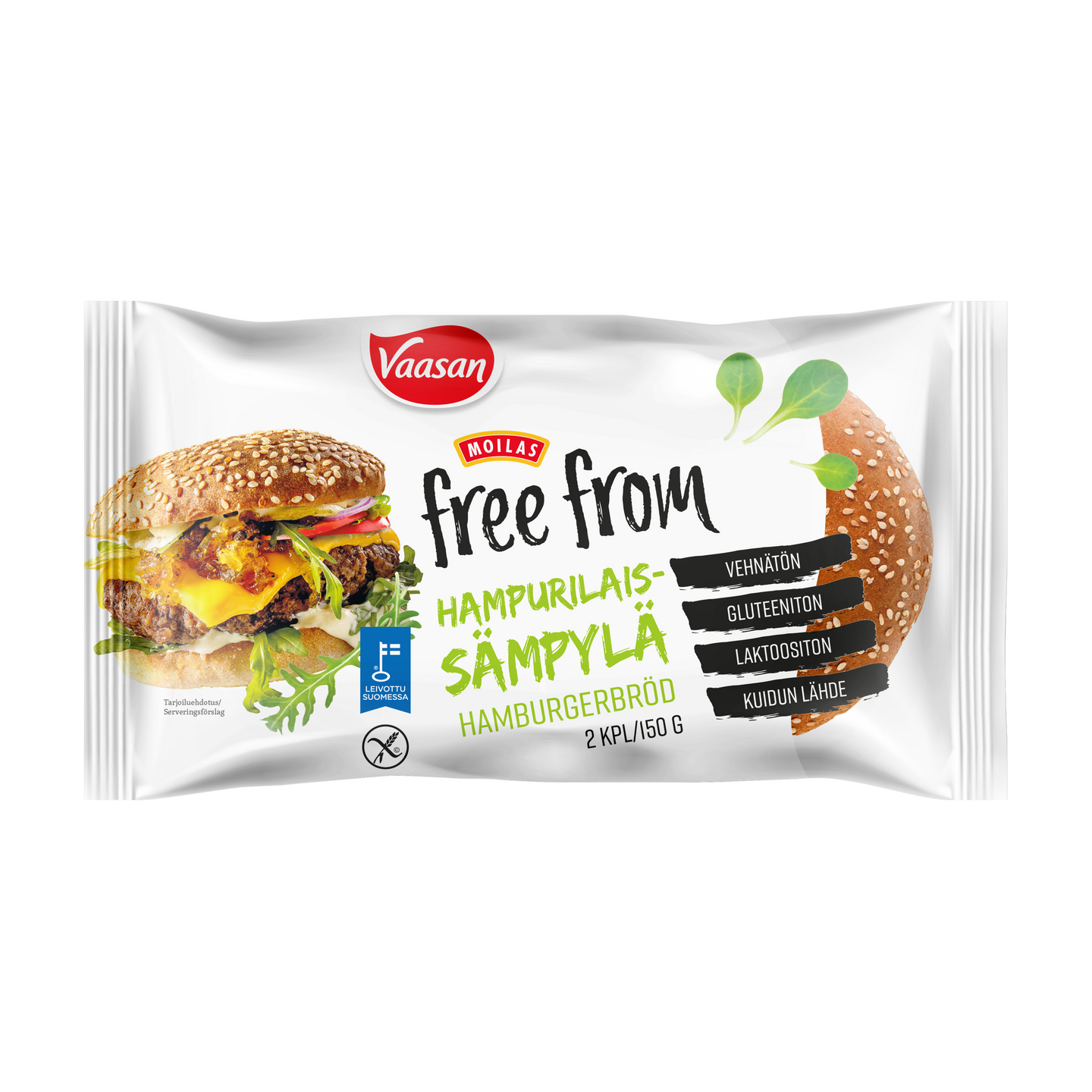 Vaasan Moilas Free From gluteeniton hampurilaissämpylä 2kpl/150g