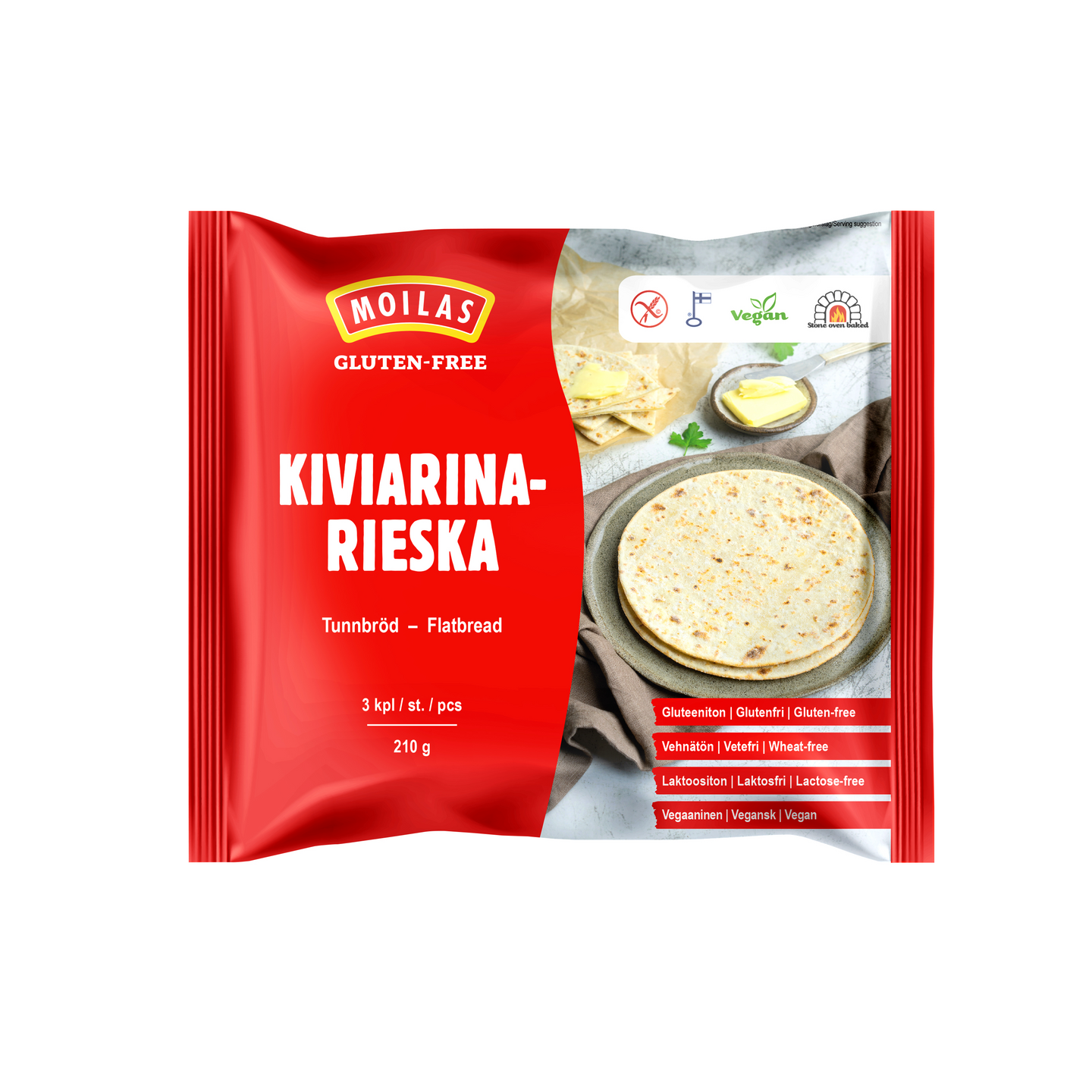 Moilas kiviarinarieska 3kpl/210g gluteeniton, pakaste