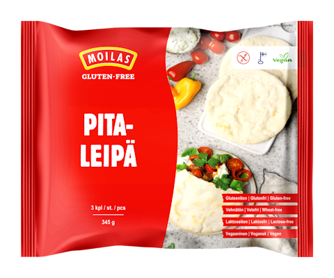 Moilas pitaleipä 3kpl 345g gluteeniton, pakaste