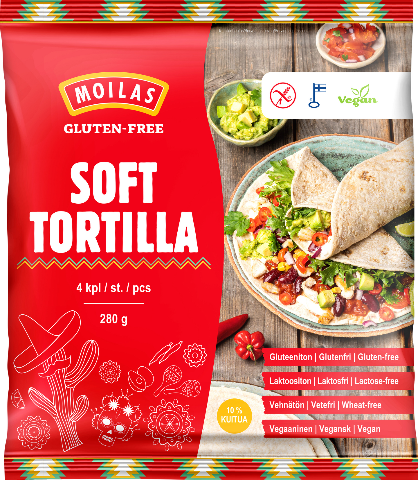 Moilas gluteeniton soft tortilla 4kpl/280g pakaste