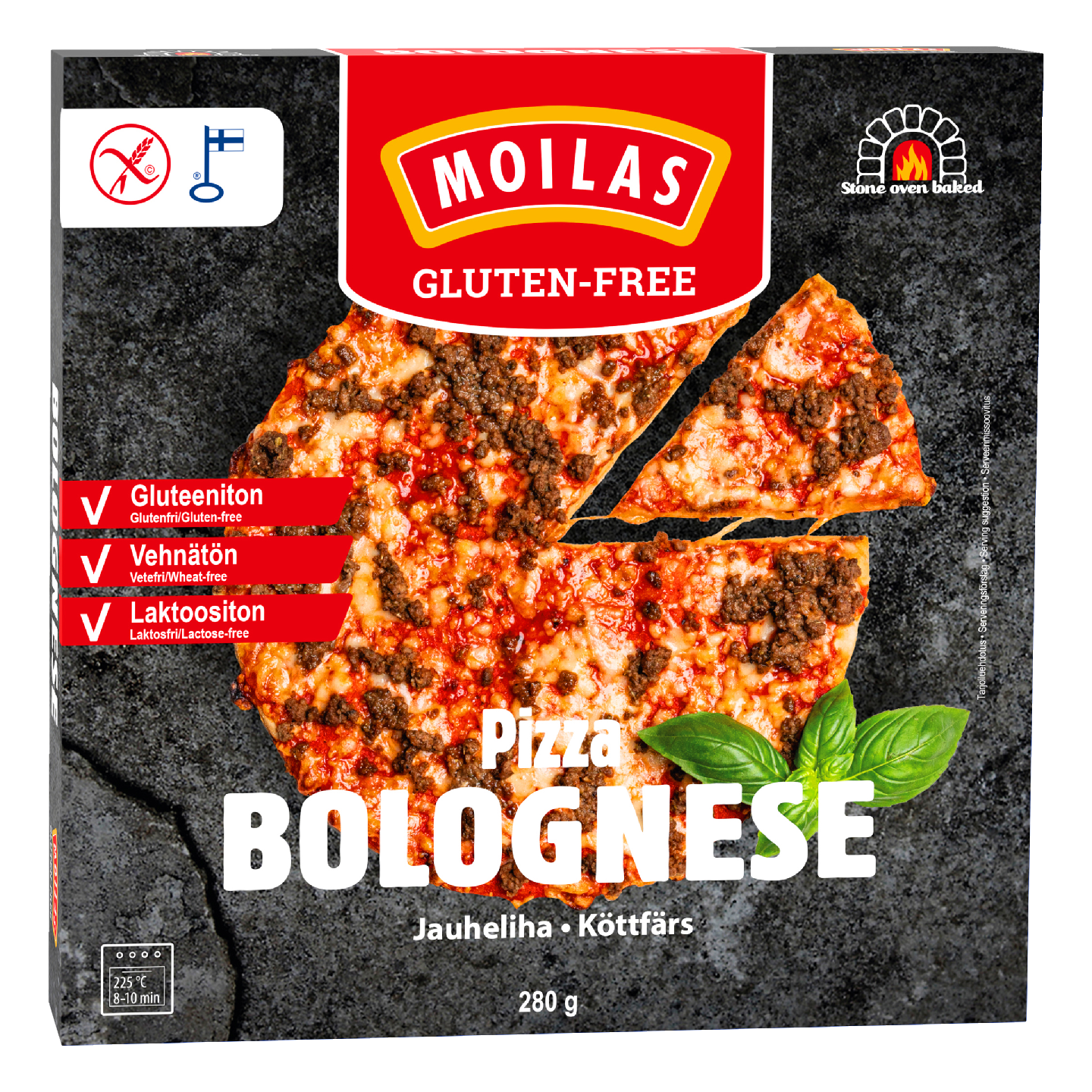 Moilas Gluten-Free Pizza Bolognese 280g esipaistettu pakaste