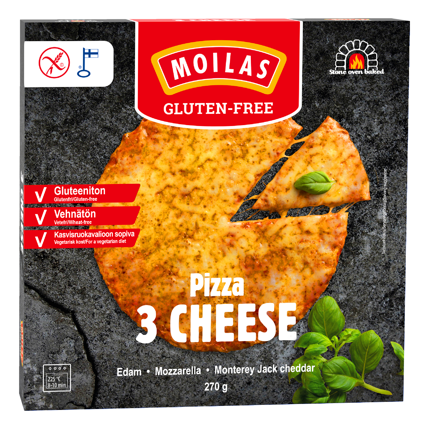 Moilas Gluten-Free 3 Cheese pizza 270g gluteeniton pakaste | K-Ruoka  Verkkokauppa