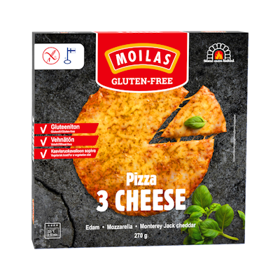 Moilas Gluten-Free 3 Cheese pizza 270g gluteeniton pakaste