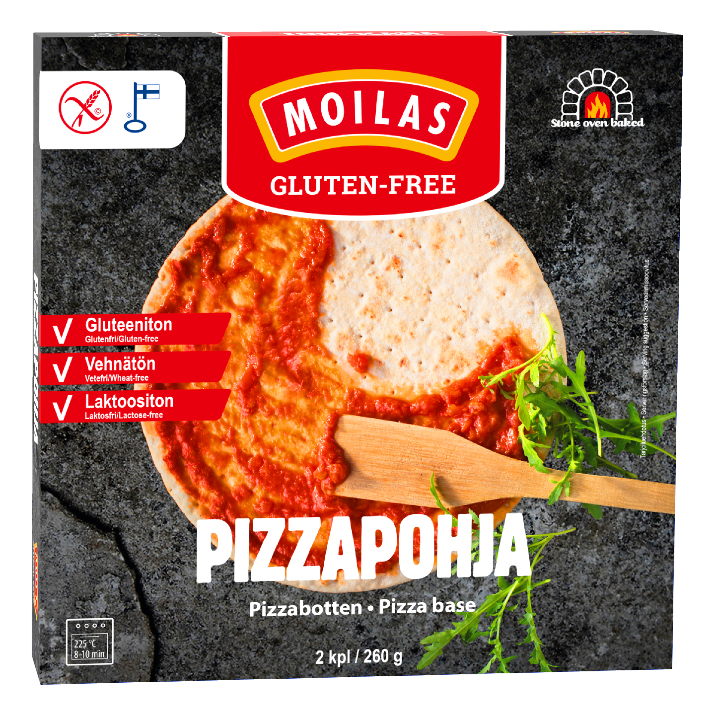 Moilas pizzapohja 2kpl/260g gluteeniton pakaste