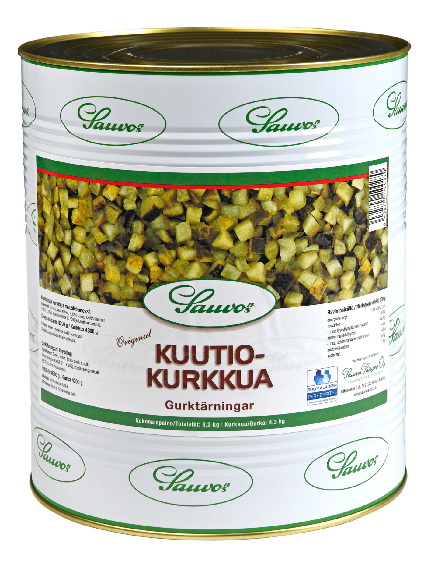 Sauvon Kuutiokurkkua mausteliemessä 8,2/4,3kg