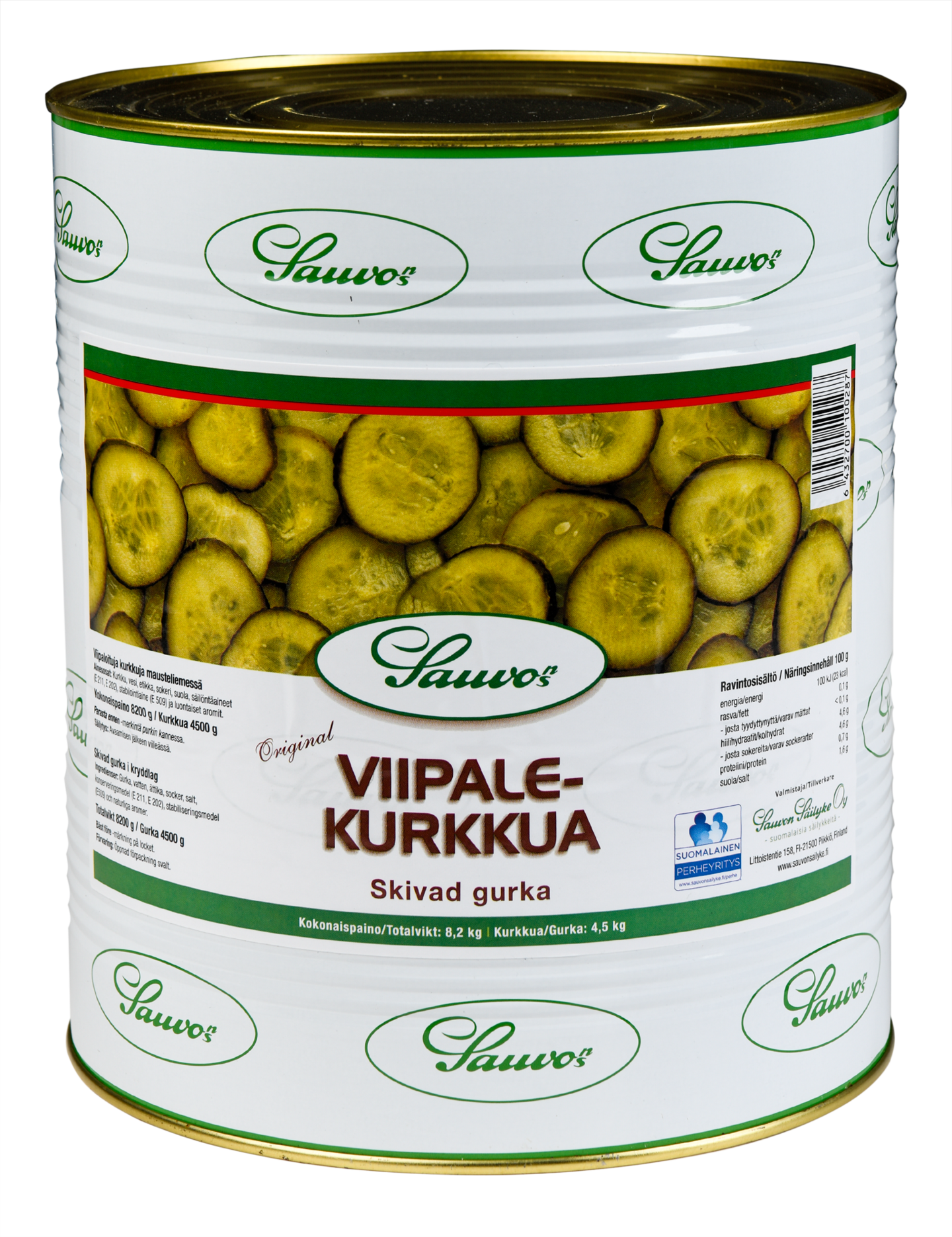 Sauvon Viipalekurkkua mausteliemessä 8,2/4,5kg