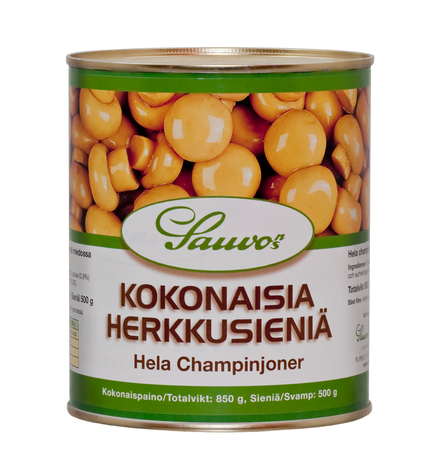 Sauvon kokonaisia herkkusieniä miedossa suolaliemessä 850/500g