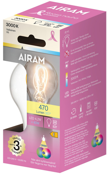 Airam Roosa nauha led lamppu A60 930 470lm E27