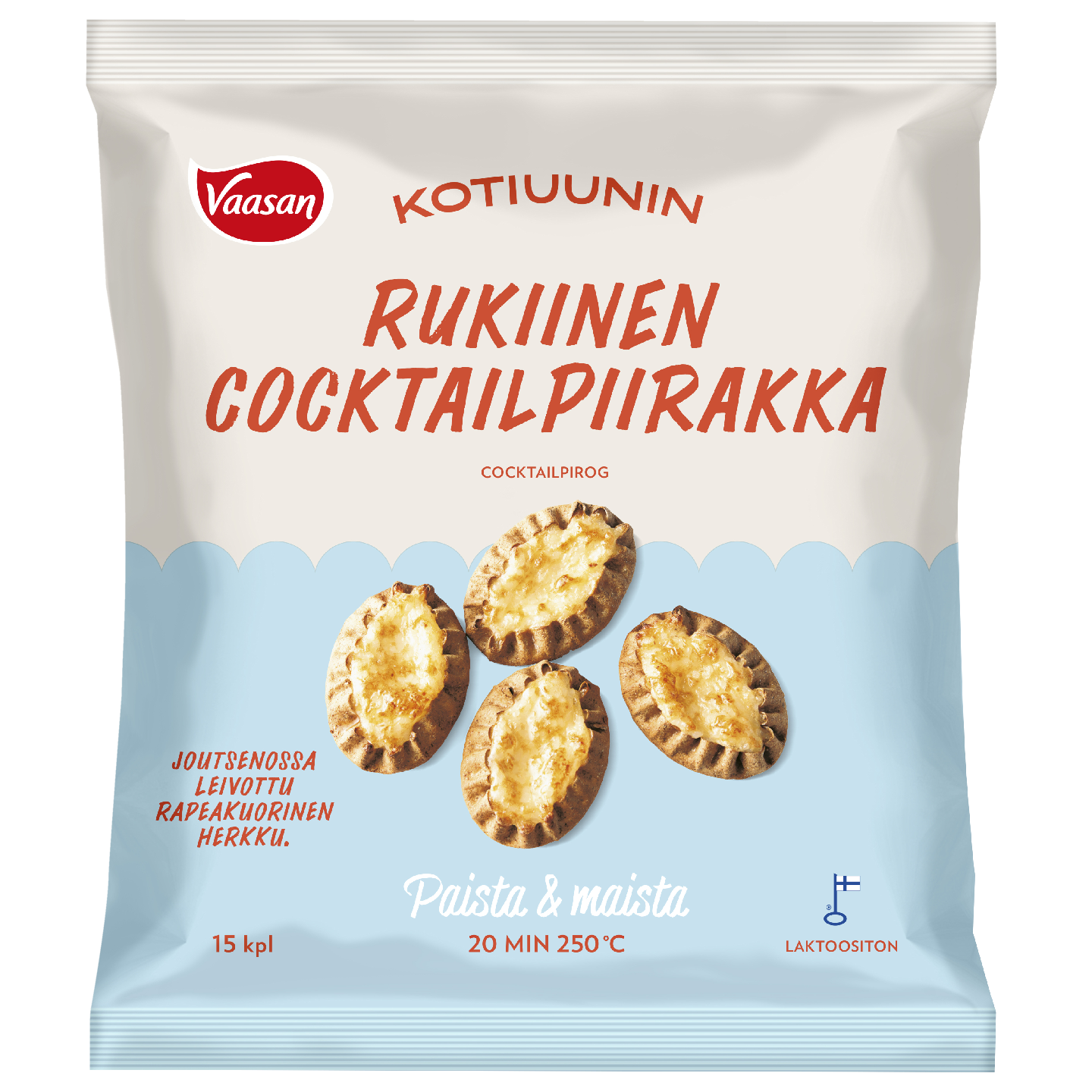 VAASAN KOTIUUNIN Rukiinen cocktailpiirakka 15 x 45g