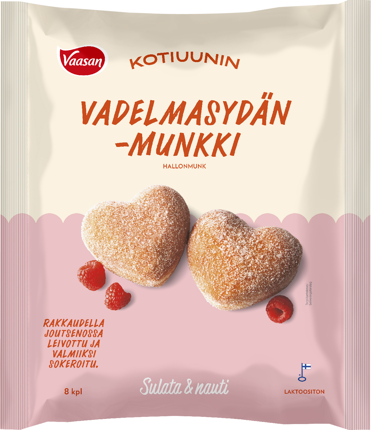 Vaasan Kotiuunin vadelmasydänmunkki 8kpl/360g pakaste