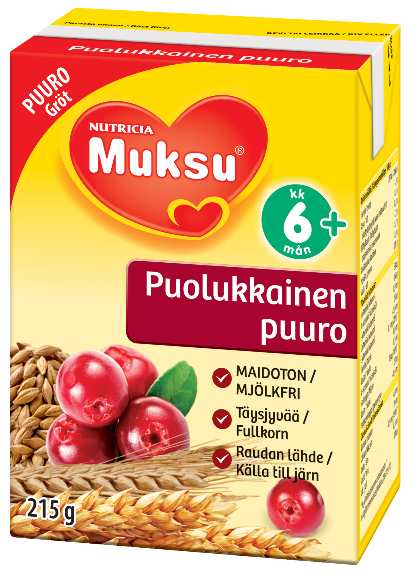 Muksu puolukkainen puuro 215g 6 kk | K-Ruoka Verkkokauppa