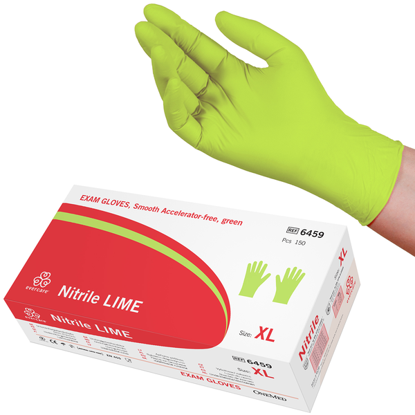 evercare nitriilikäsine kiihdytinvapaa XL lime 150kpl  soveltuu allergiselle iholle