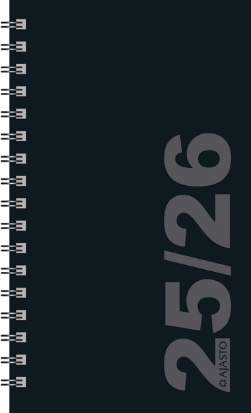 Ajasto lukuvuosikalenteri 2025-26 Simple, musta