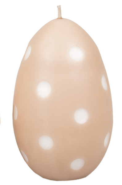 Puttipaja pilkullinen munakynttilä 14cm puuteri