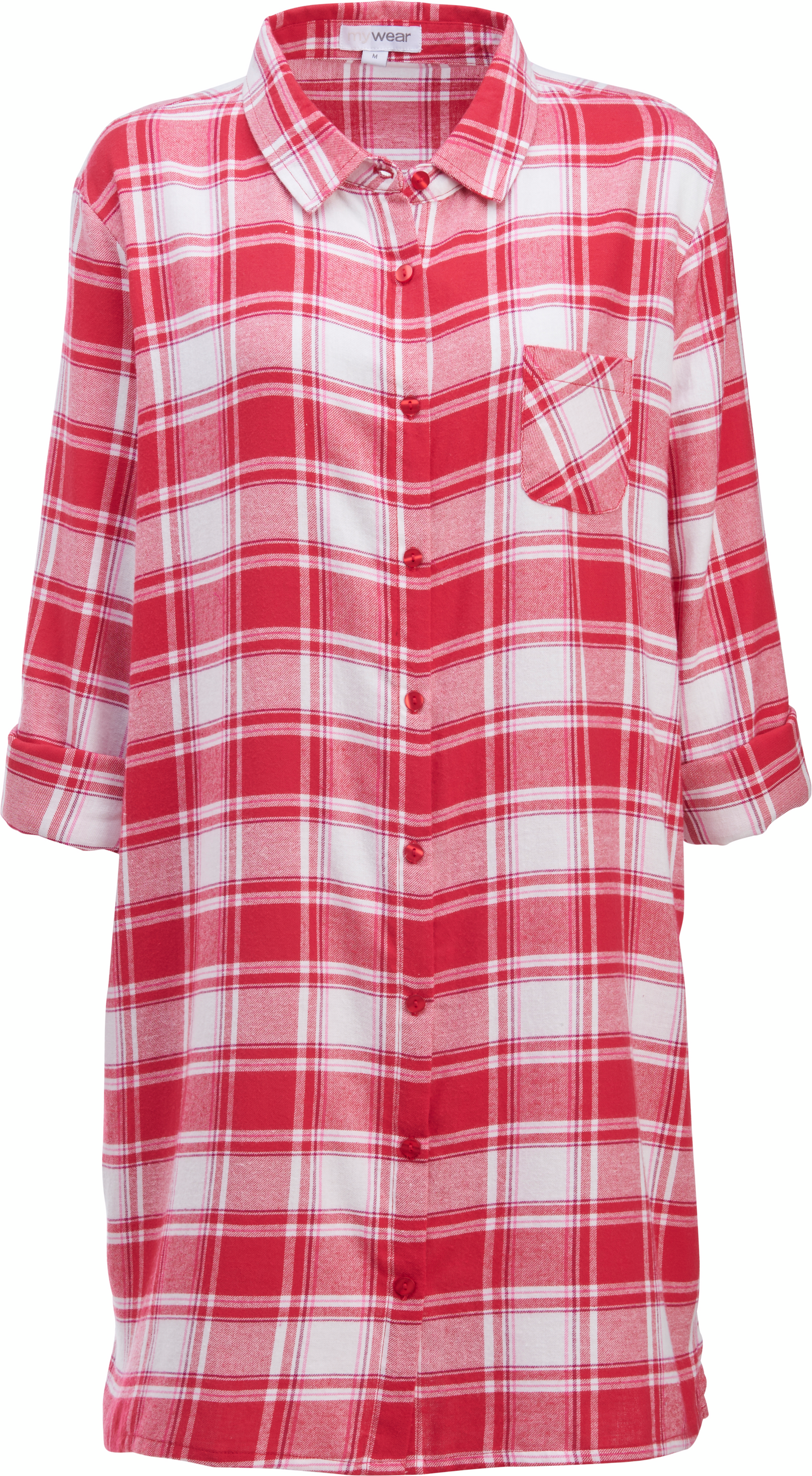 mywear naisten flanelliyöpaita Meeri, puna-valkoinen
