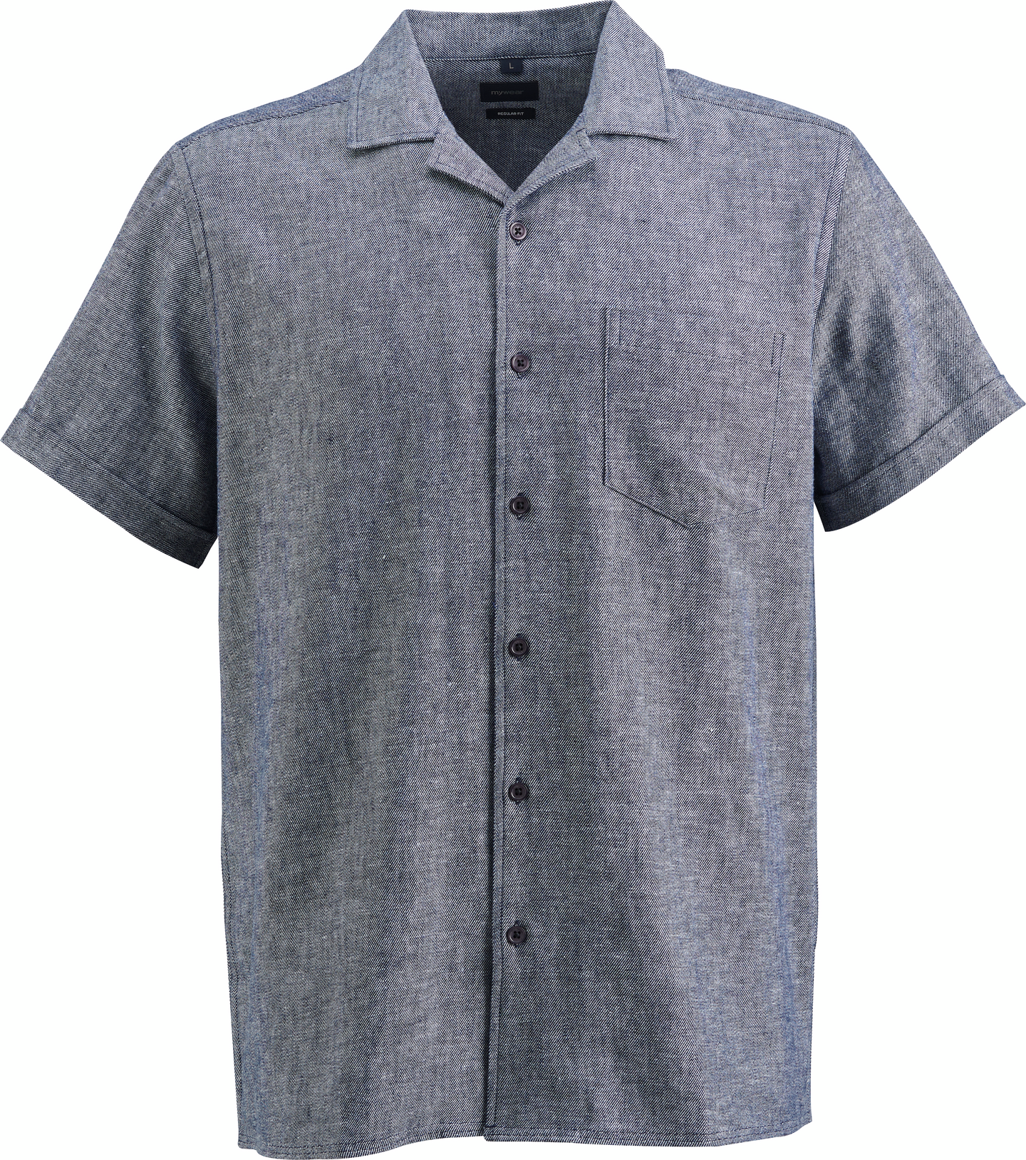 mywear miesten lyhythihainen kauluspaita Leo, sininen