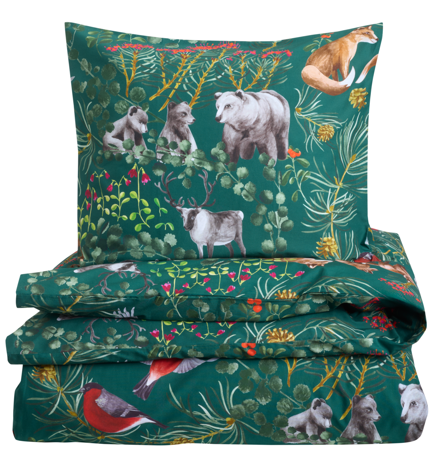 myhome Metsämaa pussilakanasetti 150x210 cm + 55x60 cm vihreä