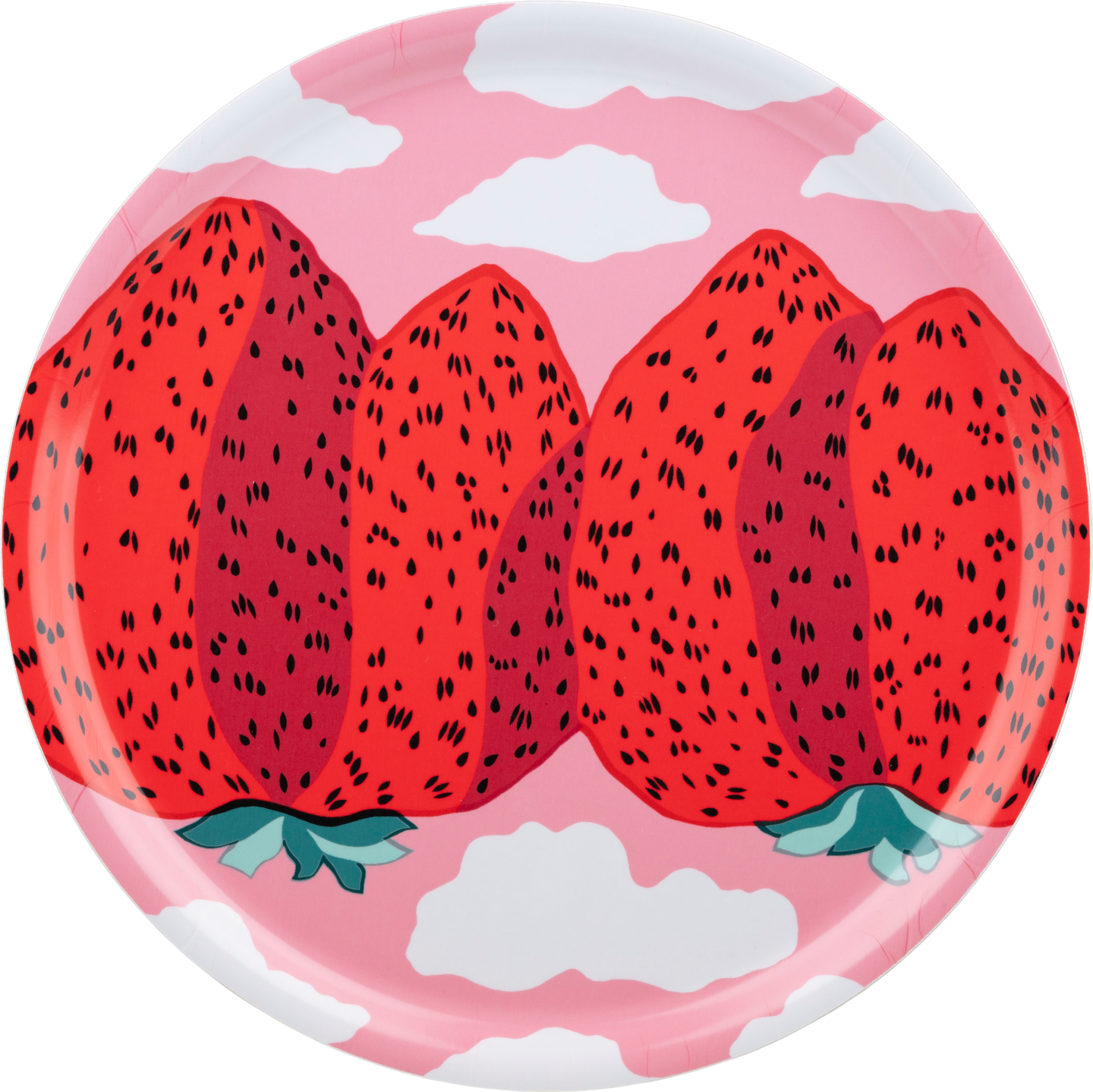 Marimekko Mansikkavuoret pyöreä tarjotin 31 cm