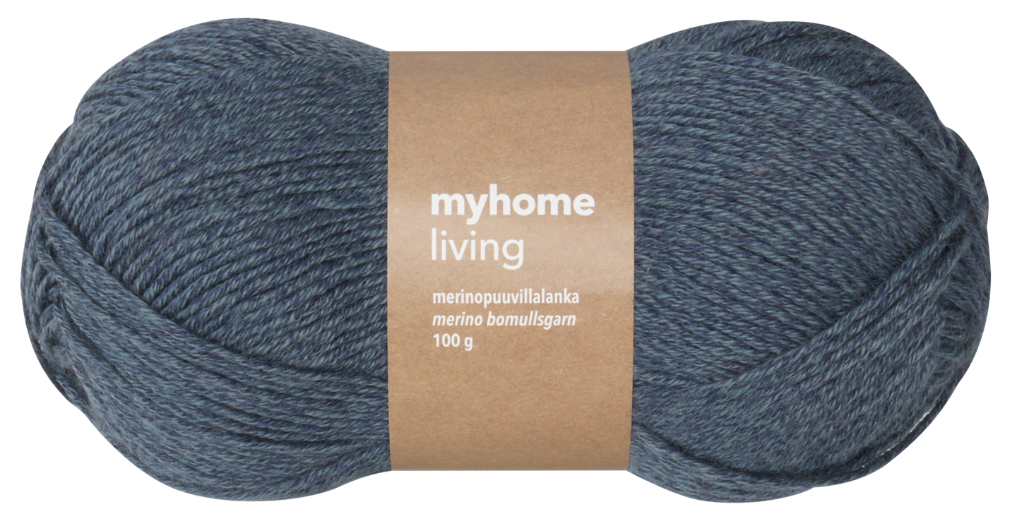 myhome merinopuuvilla lanka 100g 11996 keskiharmaa