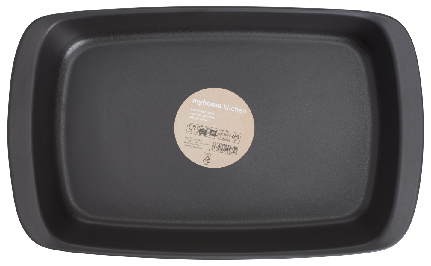 myhome keraaminen vuoka 40x24x7cm musta