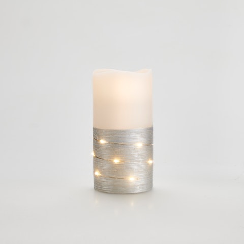 myhome LED-kynttilä 7,5x15cm hopea