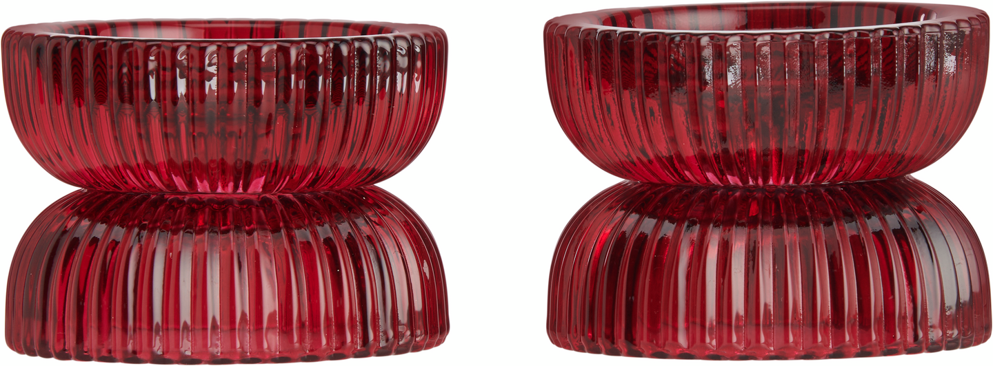 myhome lasinen kynttilänjalka 2kpl punainen