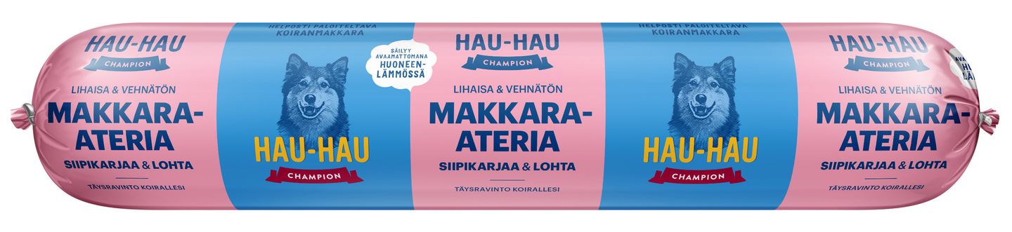 Hau-Hau Champion koiranmakkara 500g siipikarjaa ja lohta