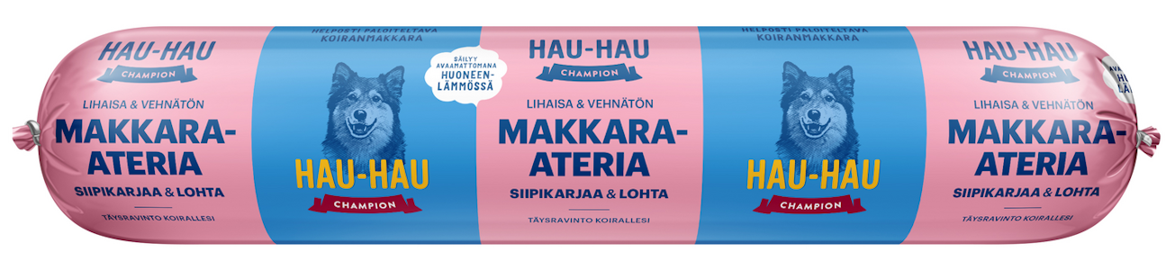 Hau-Hau Champion koiranmakkara 500g siipikarjaa ja lohta