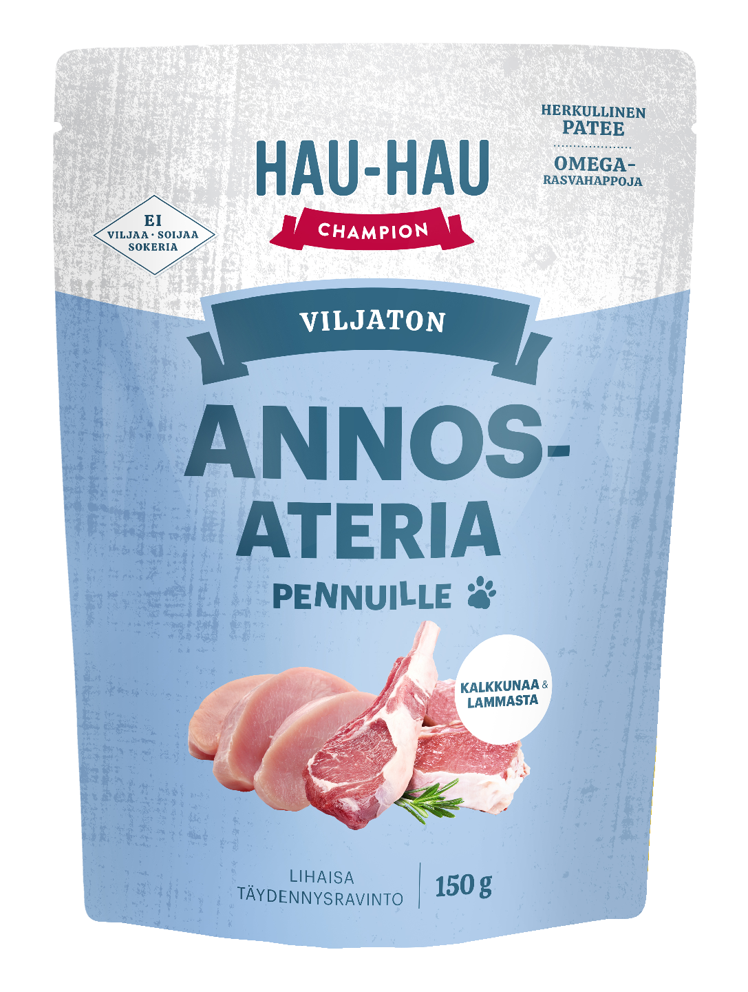 Hau-Hau Champion viljaton ateria pennuille 150g kalkkuna-lammas