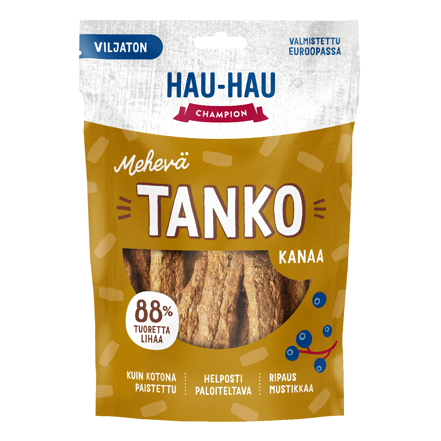 Hau-Hau Champion Mehevä tanko viljaton koiran herkku 140g kana