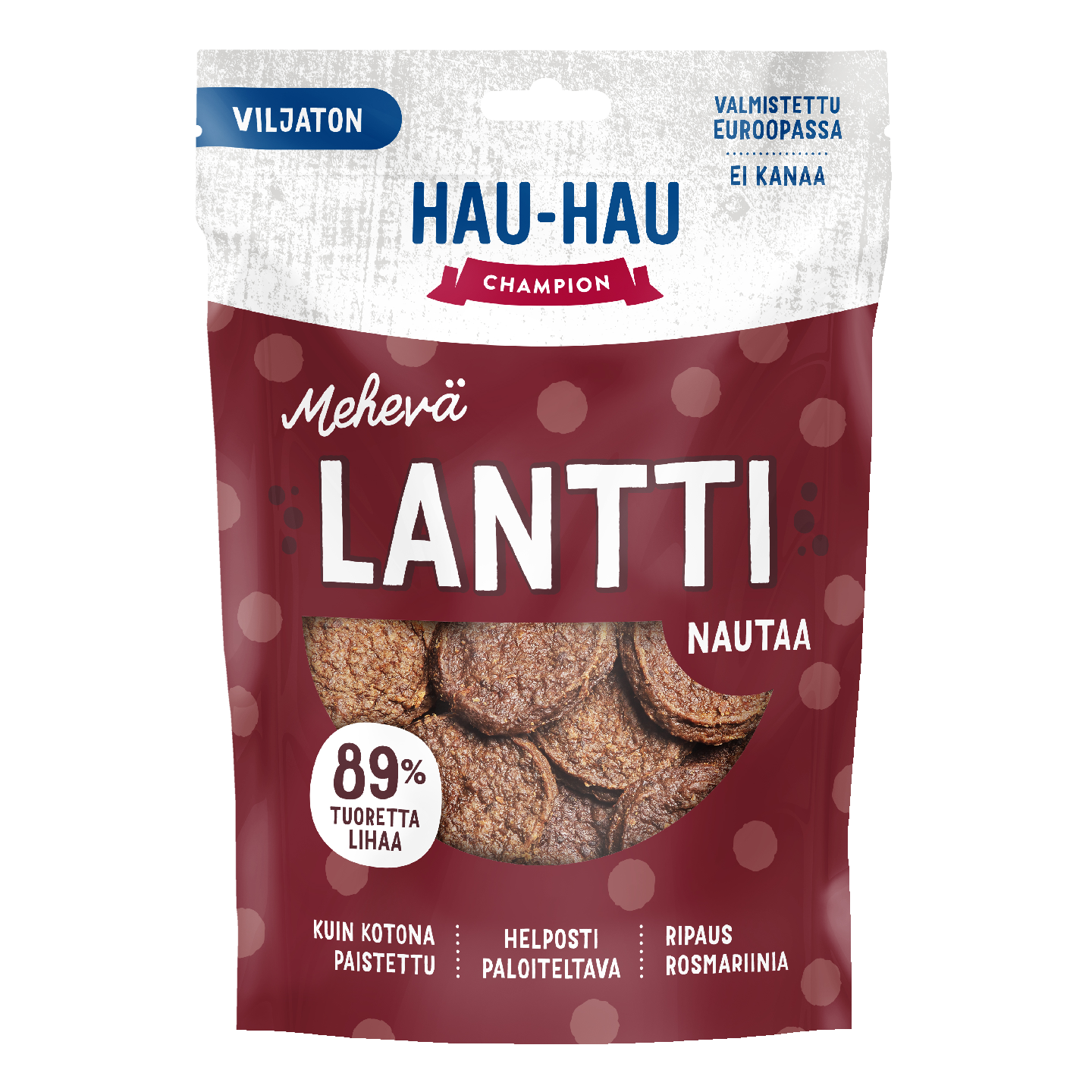 Hau-Hau Champion Mehevä lantti viljaton koiran herkku 140g nauta