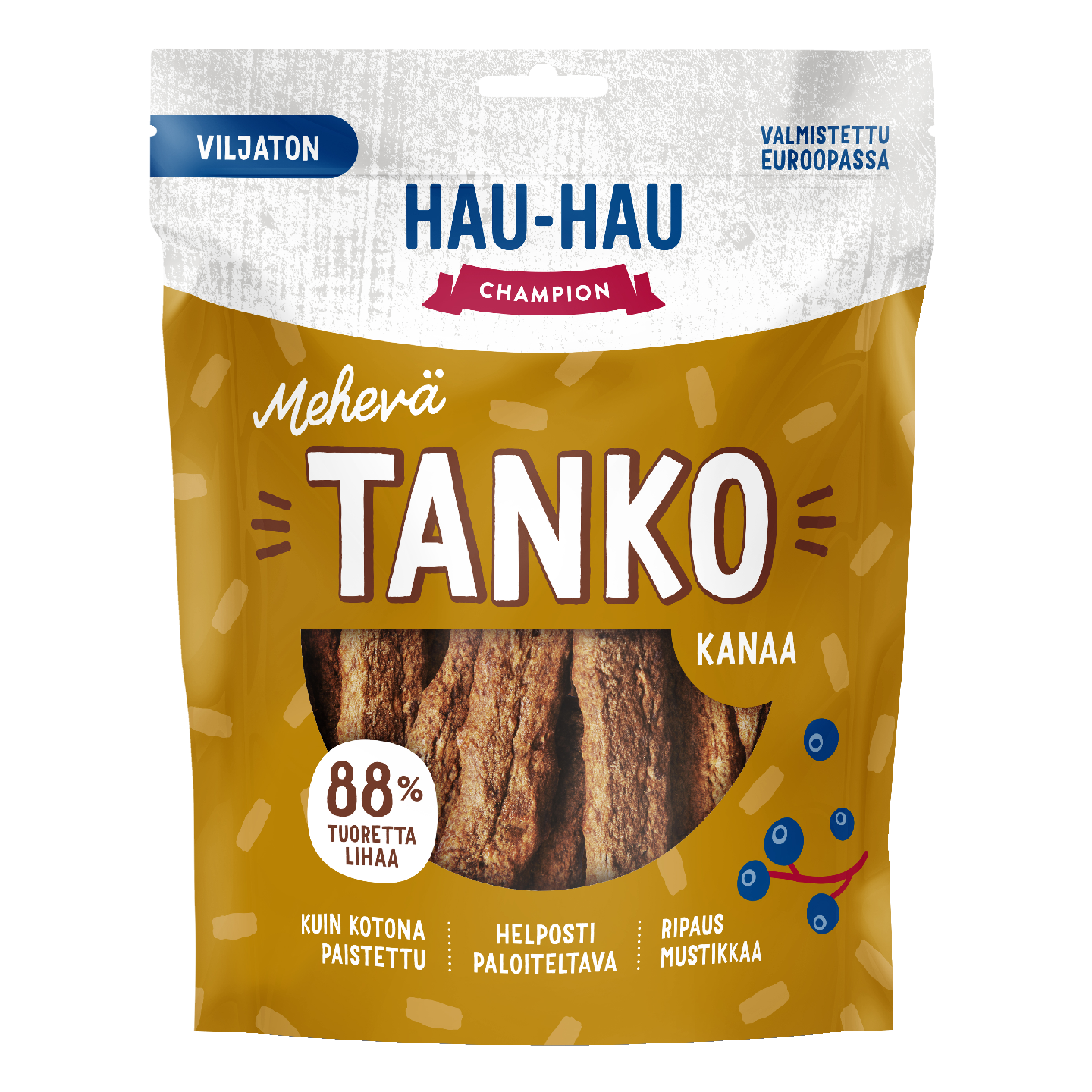 Hau-Hau Champion Mehevä tanko viljaton koiran herkku 400g kana