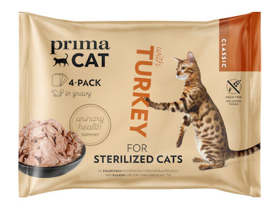 PrimaCat Classic Kalkkunaa kastikkeessa steriloiduille kissoille 4x85g