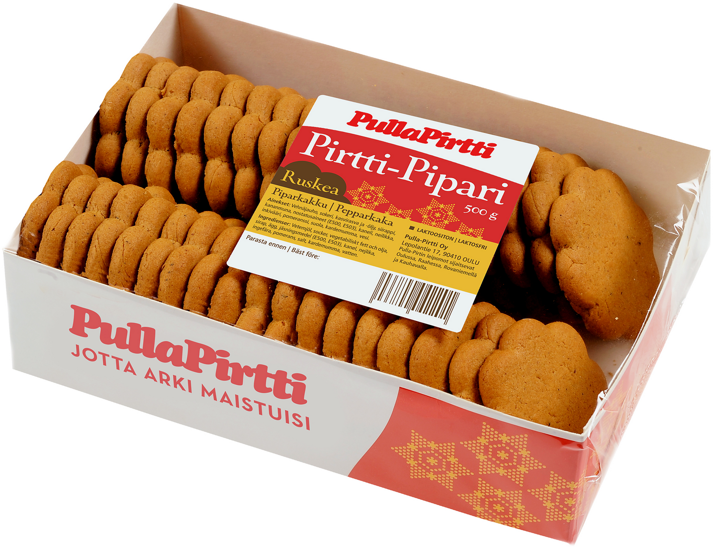 PullaPirtti Pirtti-Pipari Ruskea 500g lakton maiton piparkakut DISPLAY