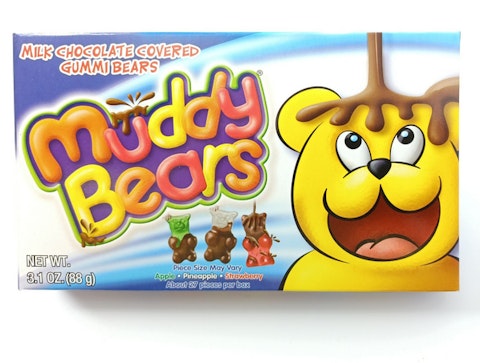 Muddy Bears suklaapällysteiset hedelmänmakuiset nallekarkit 88g