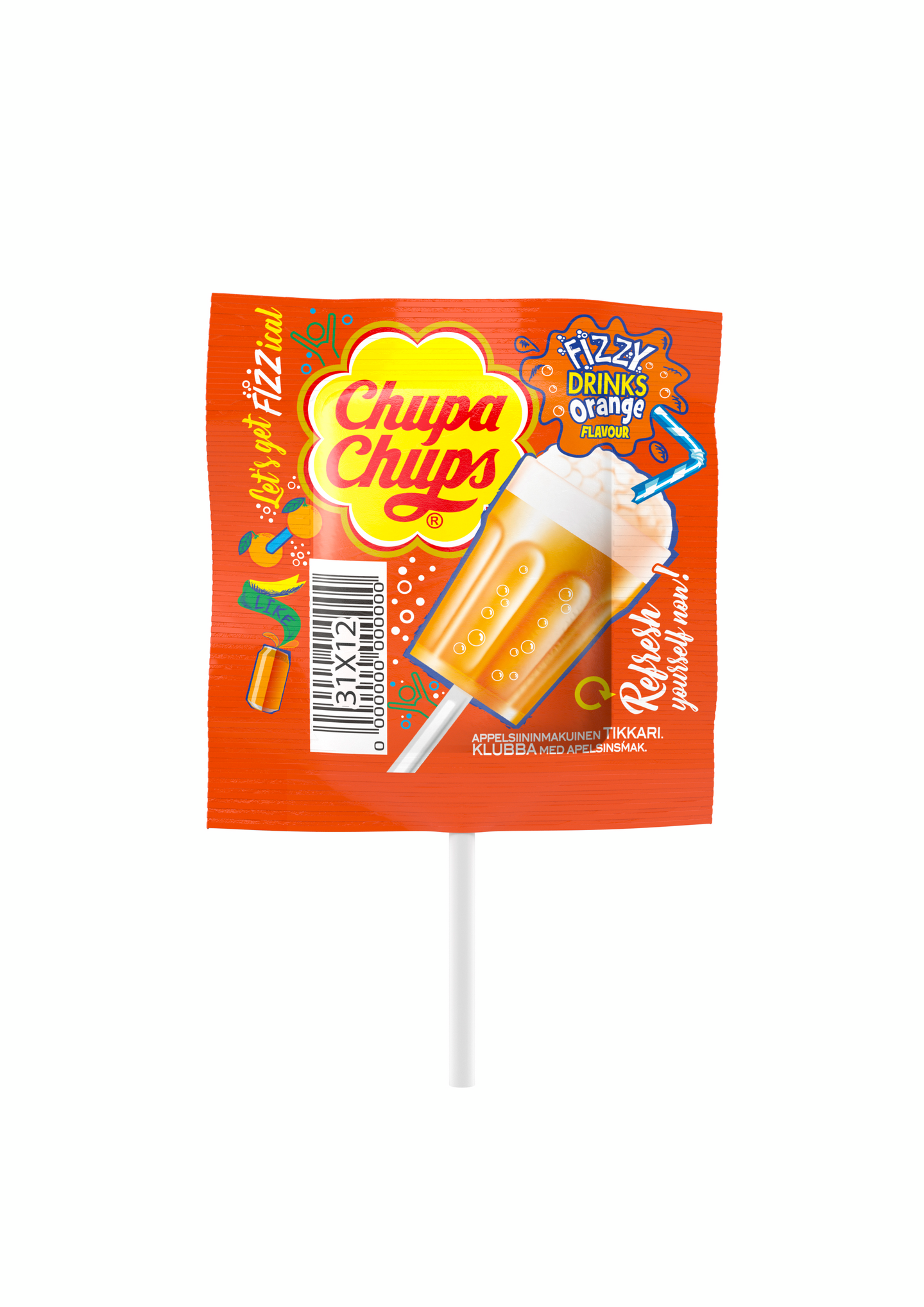 Chupa Chups 15g Fizzy tikkari Cola ja appelsiini
