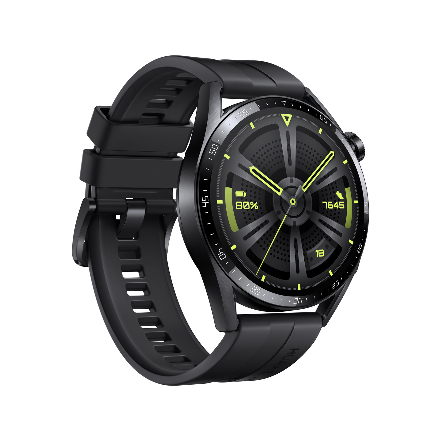 Huawei Watch GT3 46mm musta älykello, mustalla sport-hihnalla