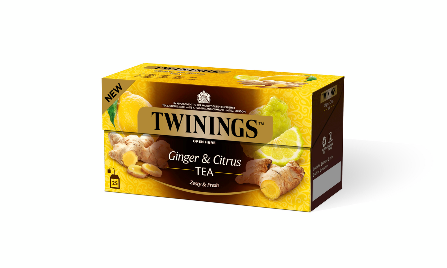 Twinings ginger & citrus maustettu tee 50g