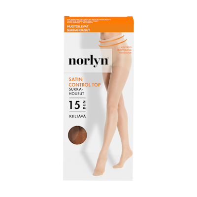Norlyn A41564 satin control top 15 den sukkahousut ivory