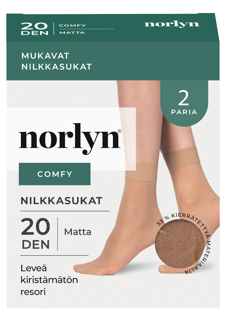 Norlyn A41622 comfy 20 den nilkkasukat 2pr/pkt sand — HoReCa-tukku Kespro